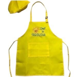Apron and Chef Hat Costume Embroidered Handmade yellow NEW